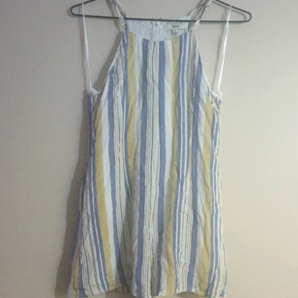 💥3 for $20 Ava playsuit white yellow blue striped linen - Picture 1 of 2